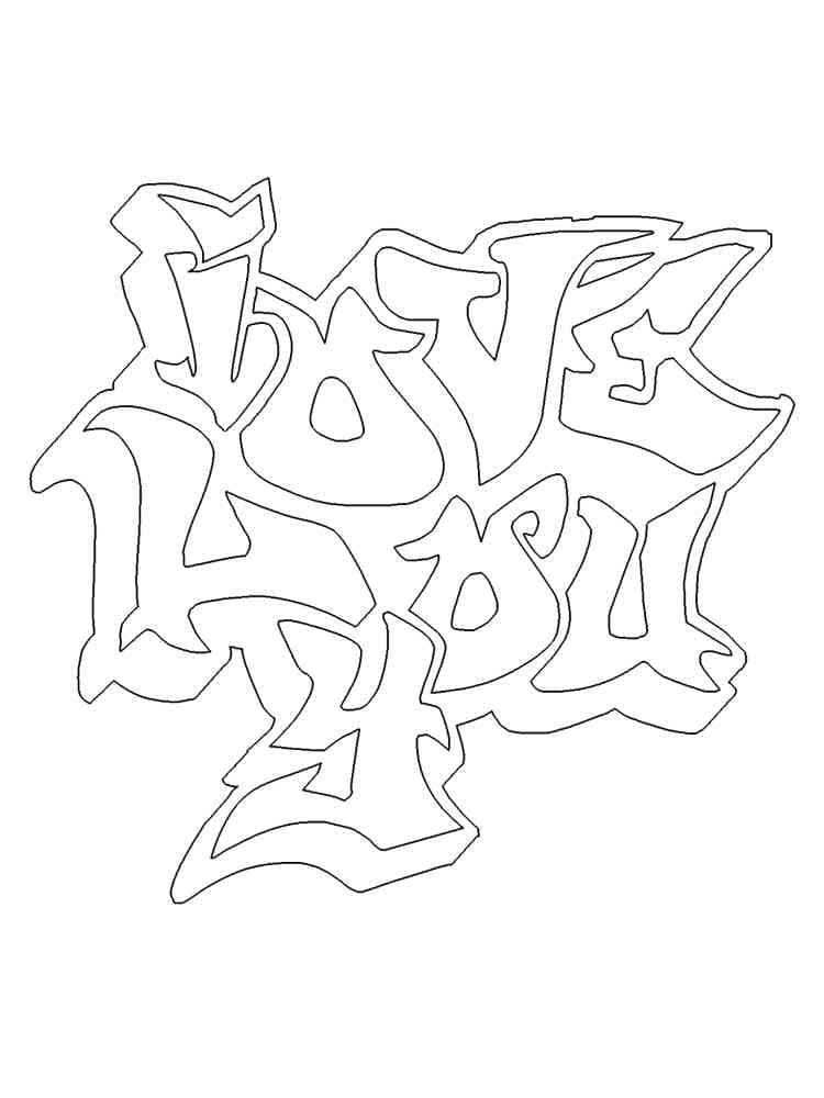 I love you graffiti coloring page