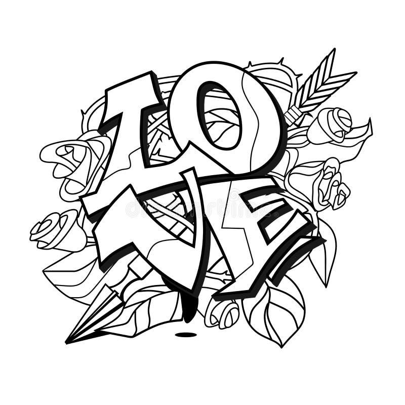 Love lettering in graffiti style vector illustration stock illustration