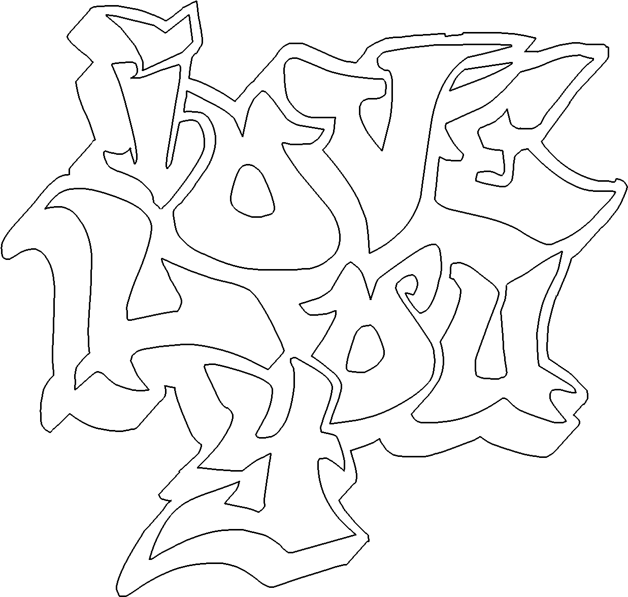 I love you graffiti free online coloring page throughout