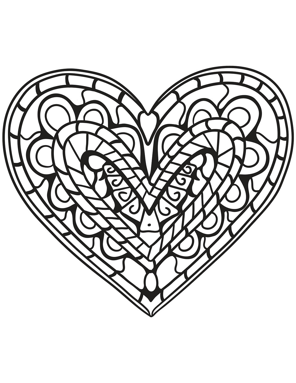 Hearts coloring pages for adults