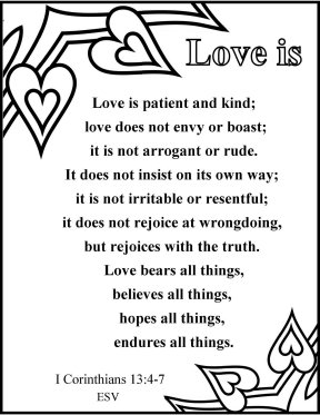 Free bible coloring pages about love