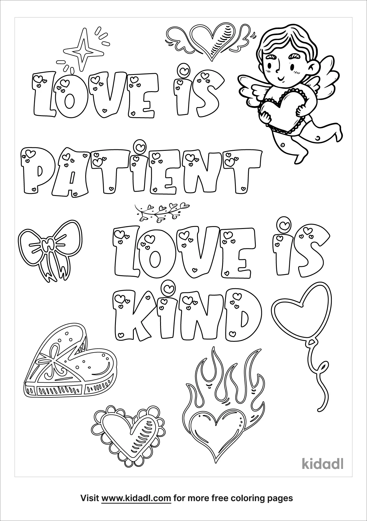 Free love is patient love is kind coloring page coloring page printables