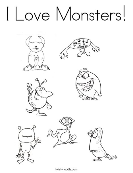 I love monsters coloring page