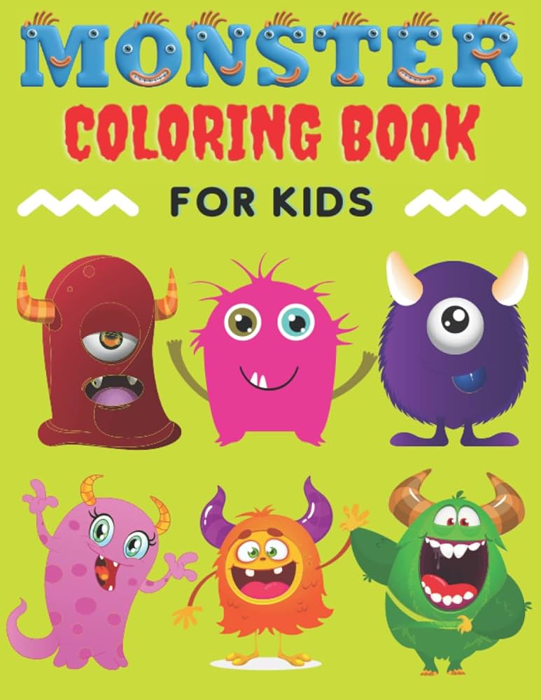 Monster loring book for kids simple and funny monster loring pages for