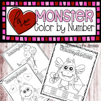 Love monster color by number coloring sheets