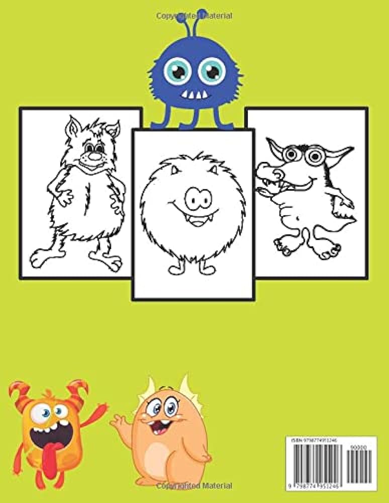 Monster coloring book for kids simple and funny monster coloring pages for