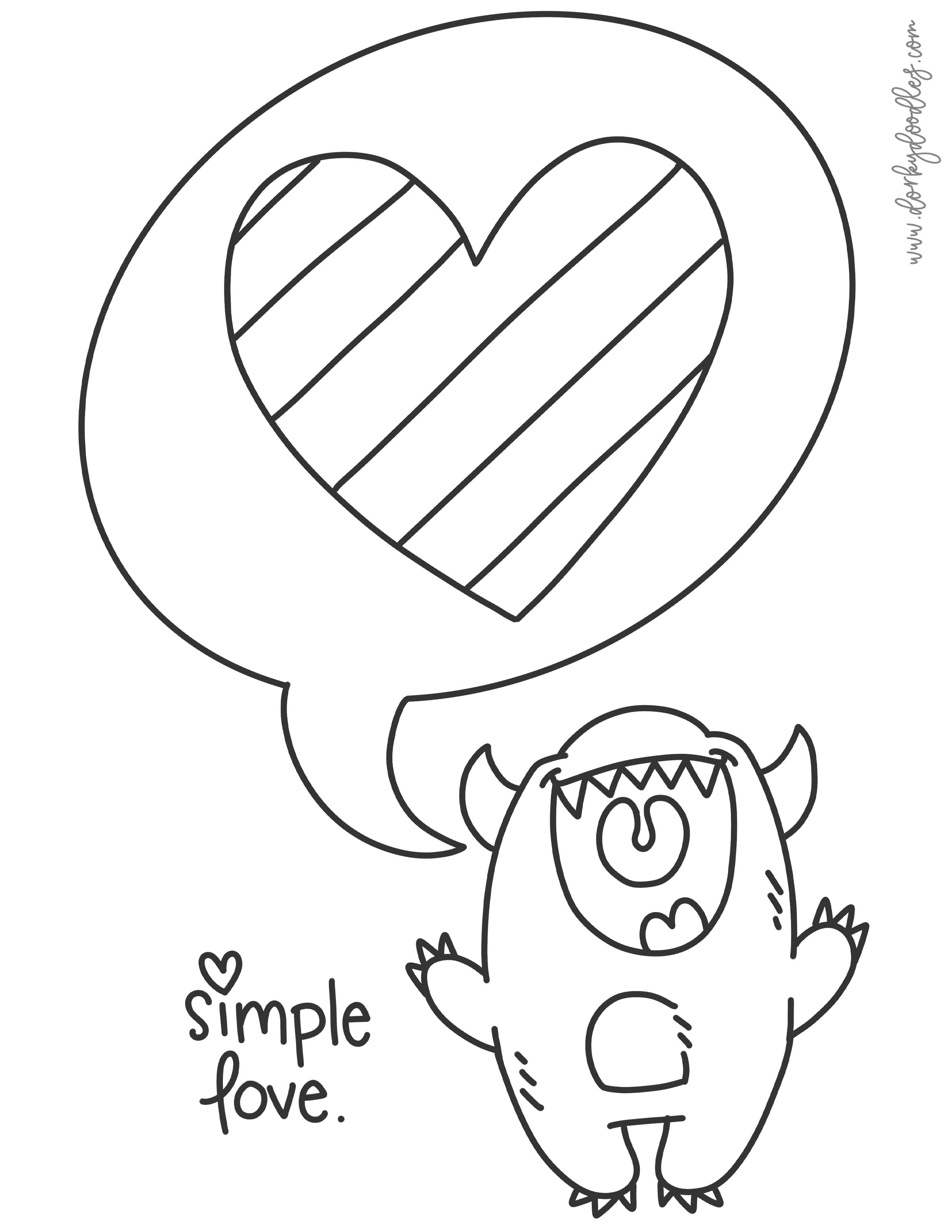 Four adorable valentine coloring pages for kids and adults â dorky doodles