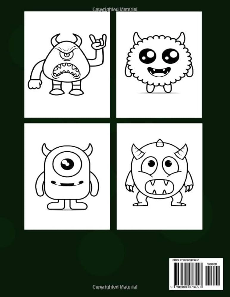 Monster loring book for kids cute scary monsters loring book for kids and children of all ages perfect gifts for toddlers and kids who love horror and creepy monsters publishing liquid