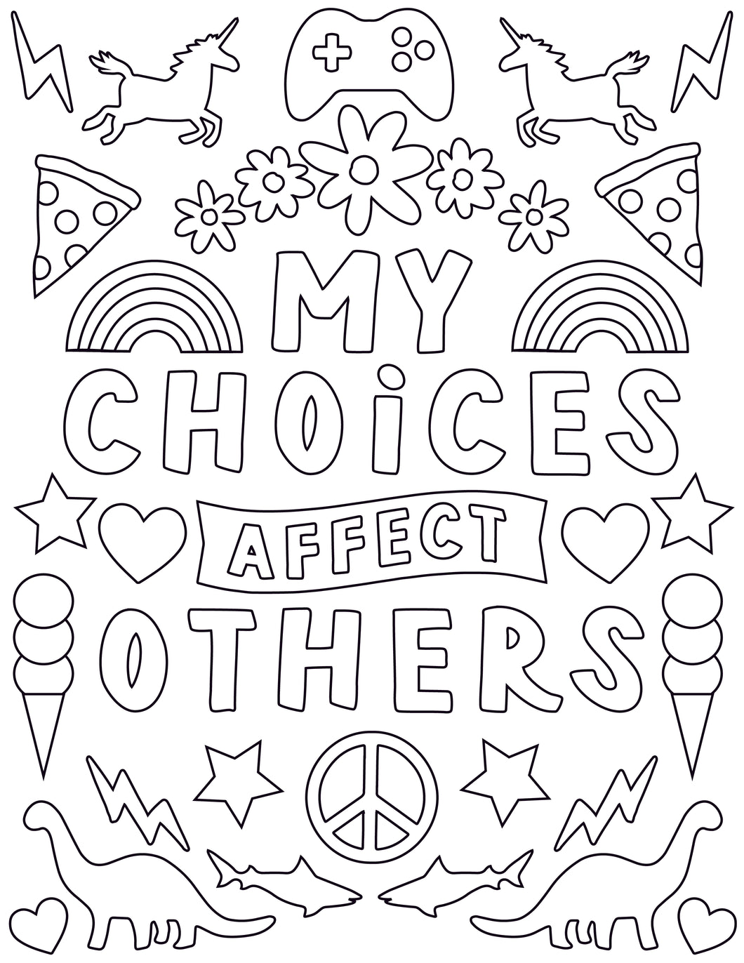 My choices coloring page instant download â love lion