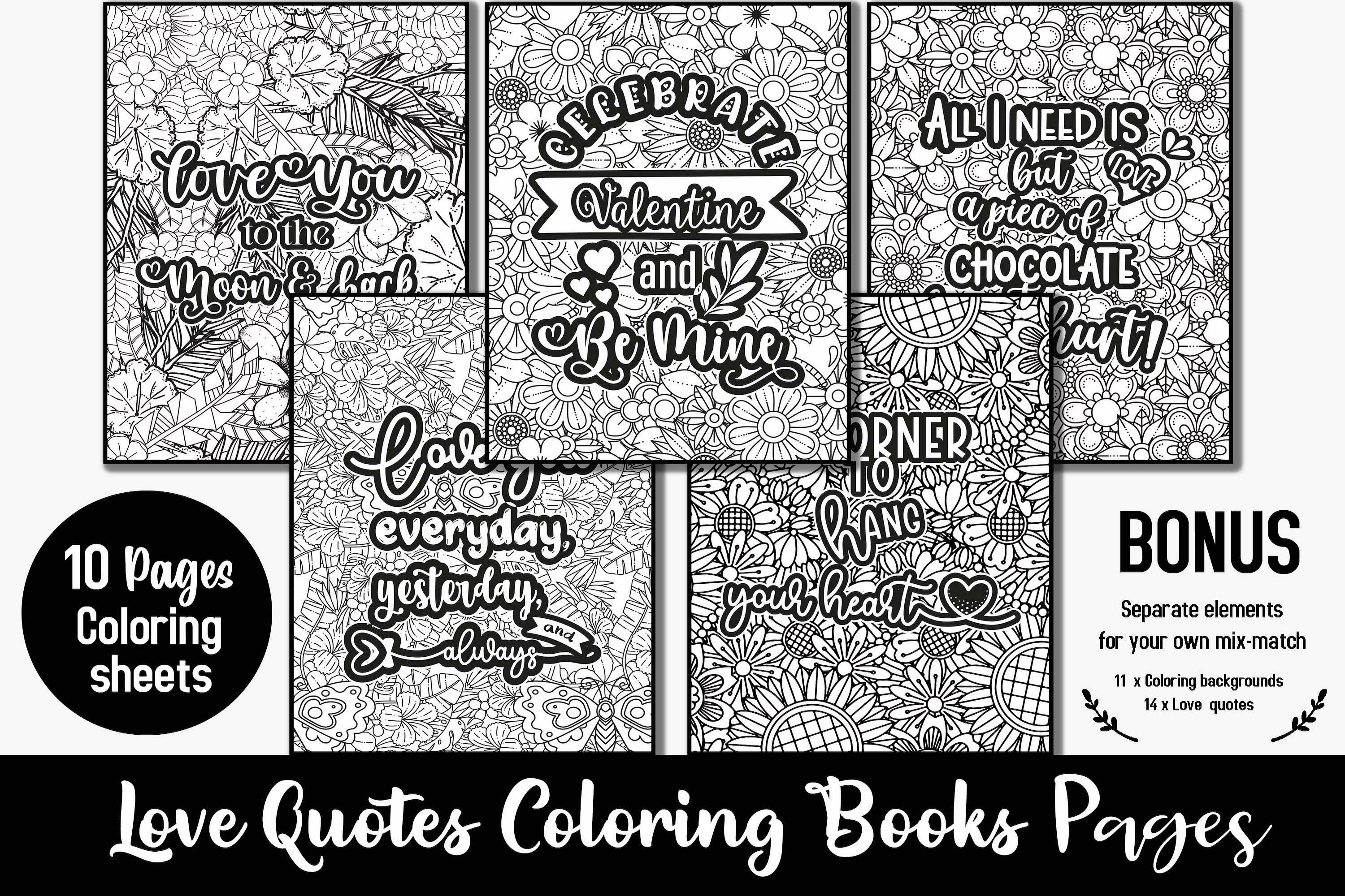 Romantic love quotes coloring pages