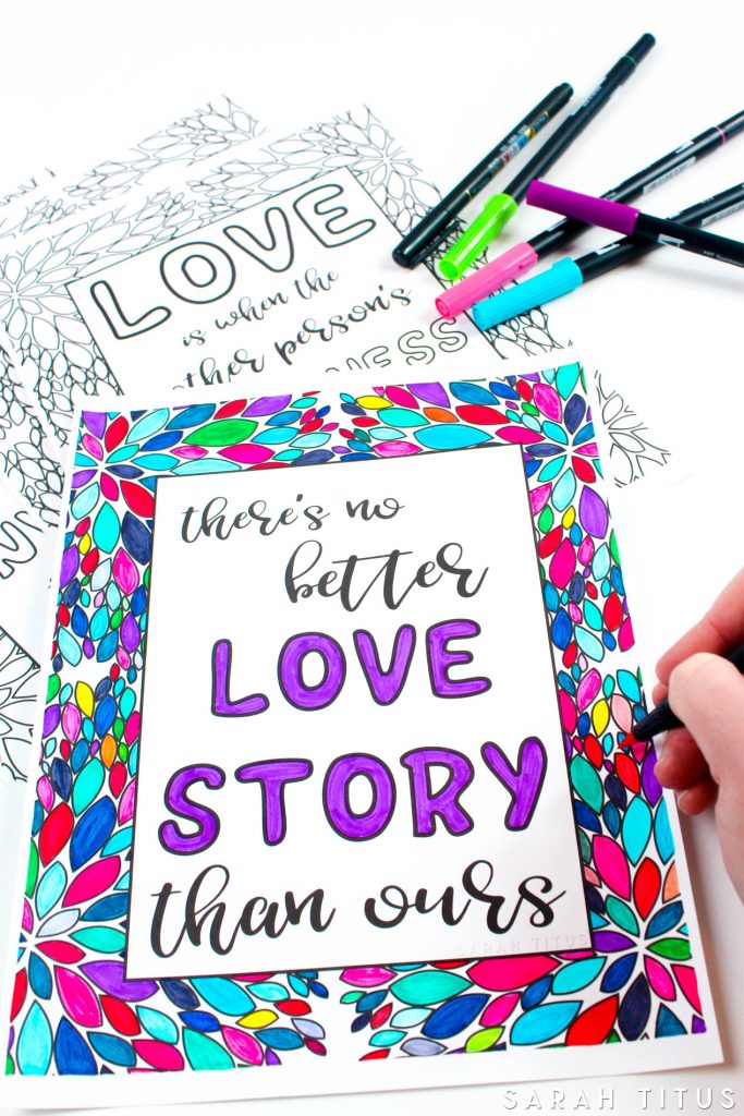 Free printable love quotes coloring sheets