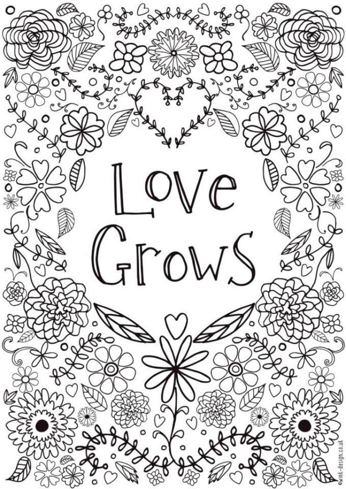 Get this quote coloring pages printable love grows
