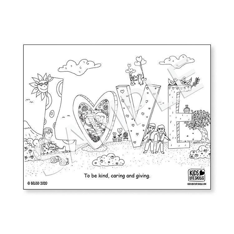 Love life skills coloring sheet â kids love life skills