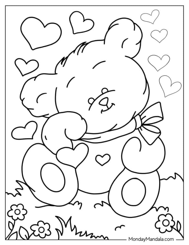 Teddy bear coloring pages free pdf printables