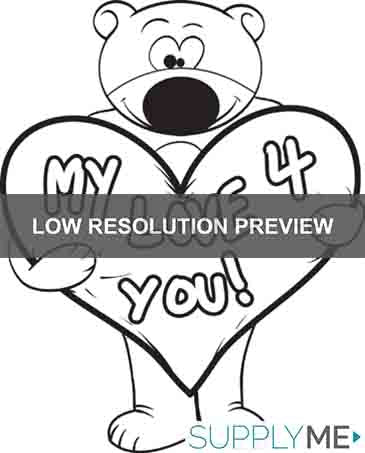 Printable valentines day teddy bear coloring page for kids â