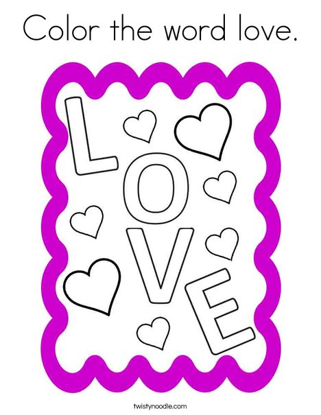 Color the word love coloring page