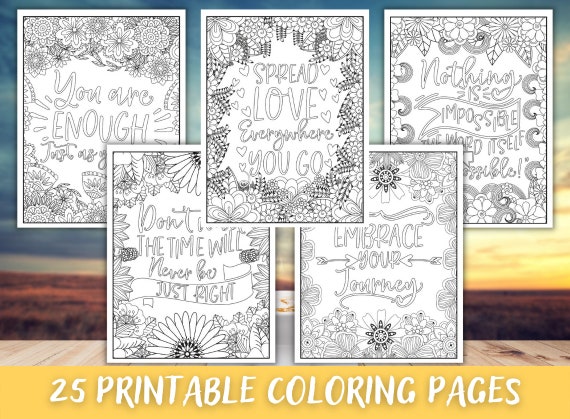 Therapy coloring book anxiety adult inspirational coloring