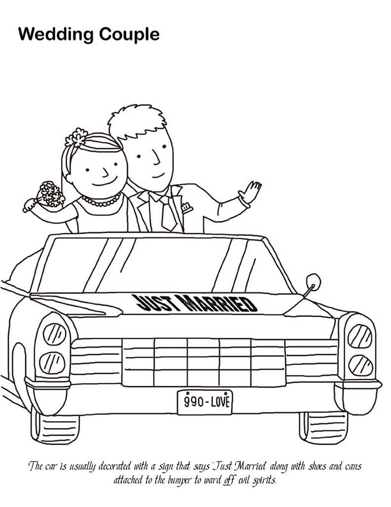 Wedding couple in car coloring page katie soltysiak