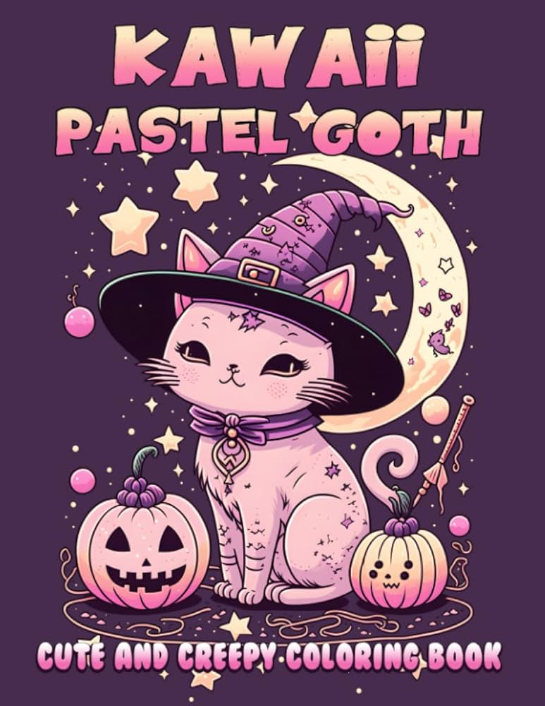 Cat creepy kawaii coloring book cute and horror gothic coloring pages for adults j ward linda books