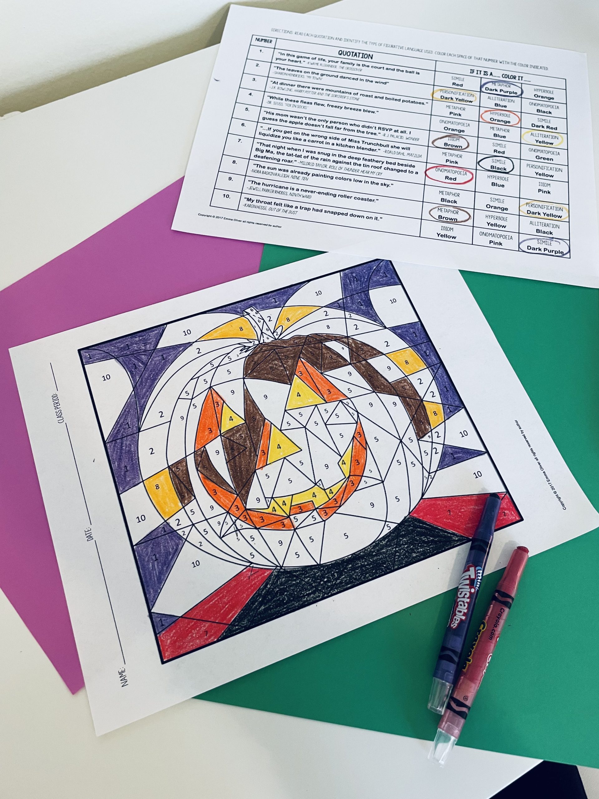Halloween ela activities for middle school