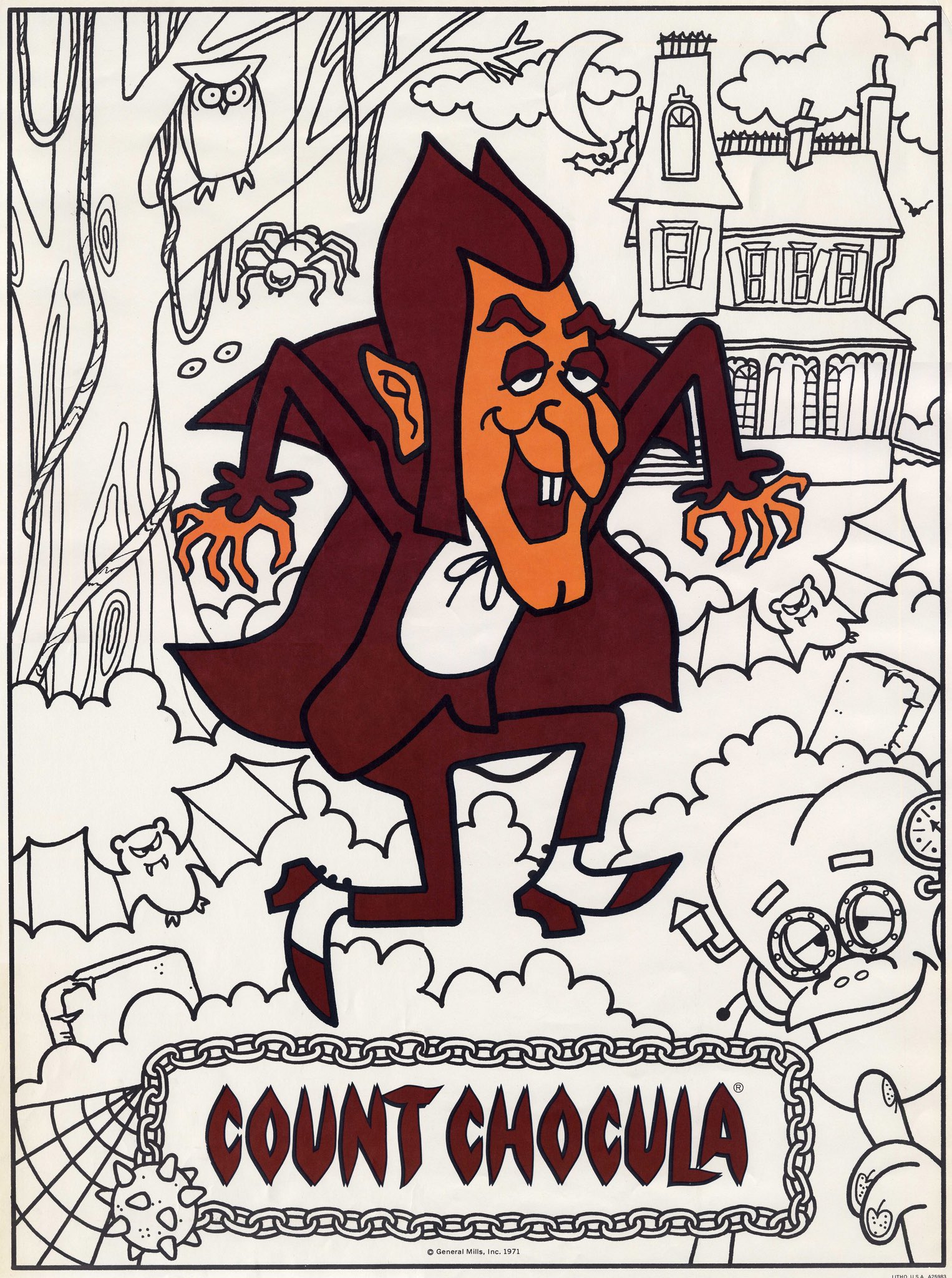 General mills on x tbt we love these old coloring pages of count chocula and franken berry have you created any monster cereals art lately monstercereals halloween cereal coloring countchocula frankenberry httpstcostnururs