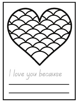 Valentines day heart coloring pages i love you because writing prompt