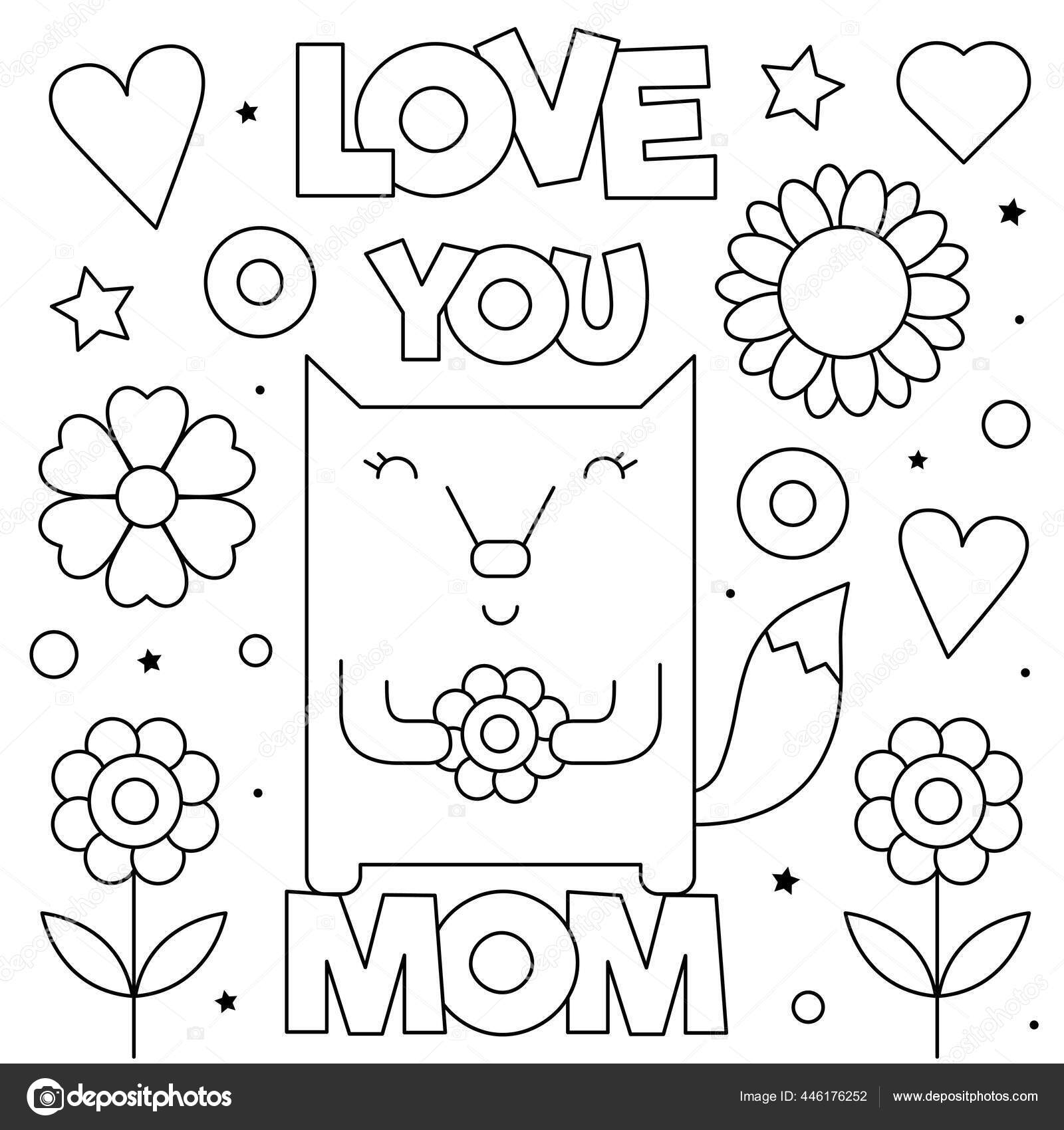 Love you mom coloring page vector illustration stock vector by blackberryjelly