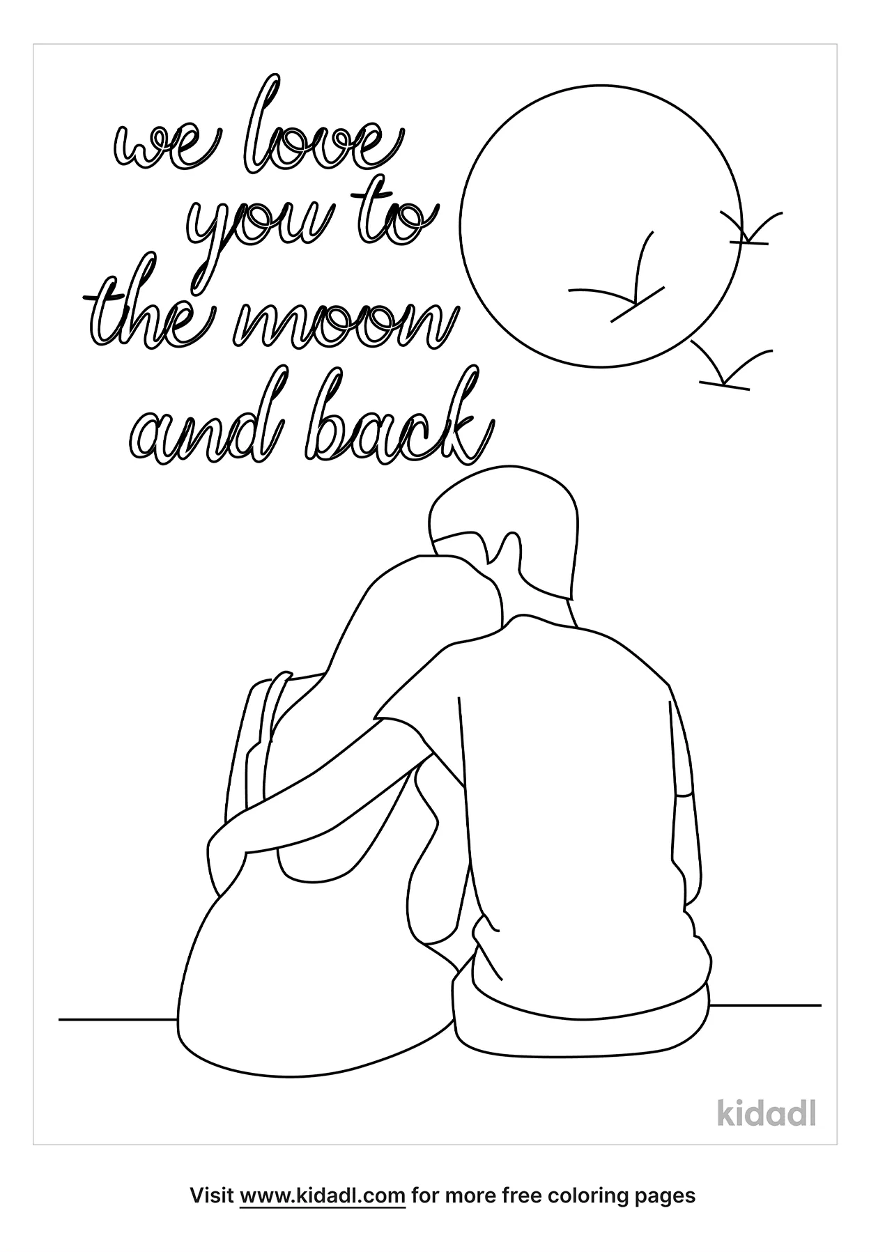 Free we love you to the moon and back coloring page coloring page printables