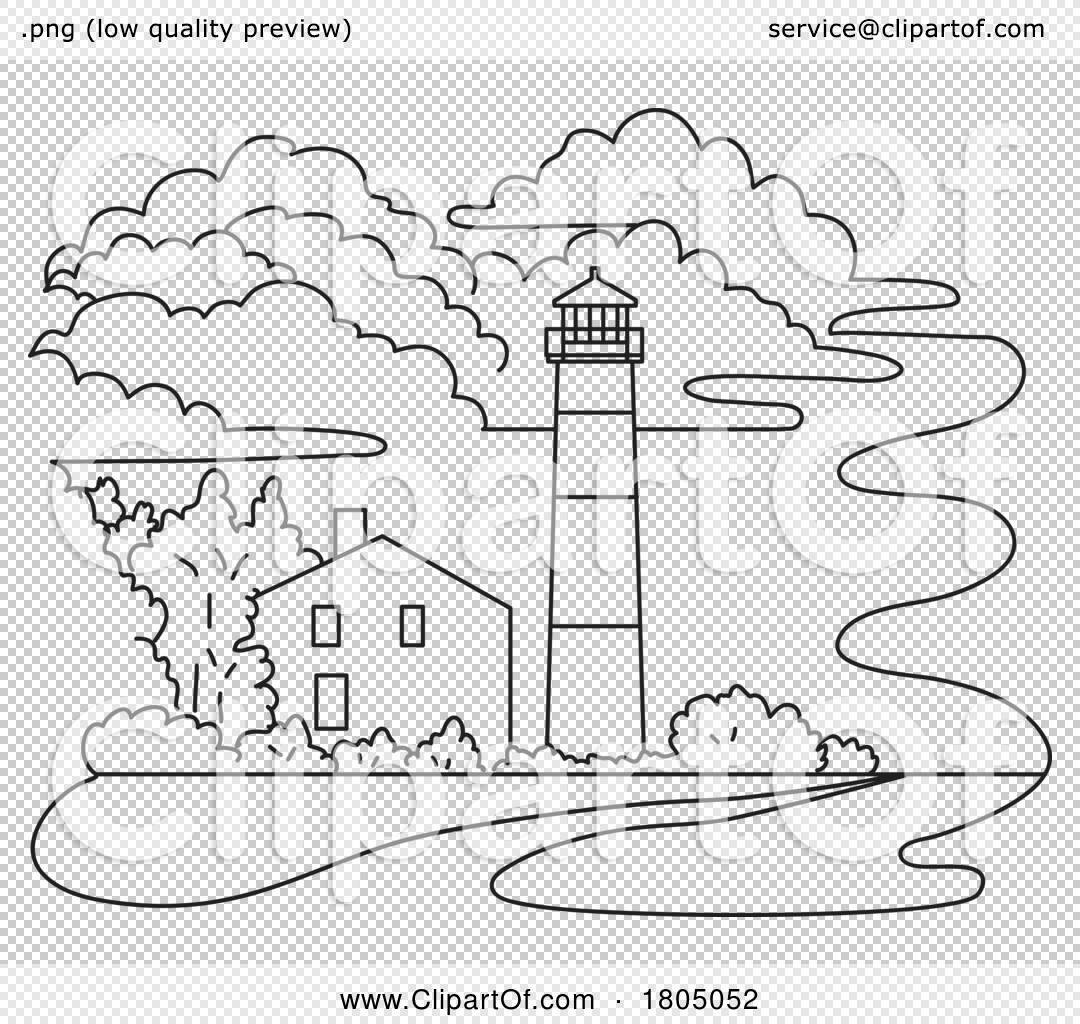 Monomoy point light or lighthouse in chatham massachusetts usa mono line art by patrimonio