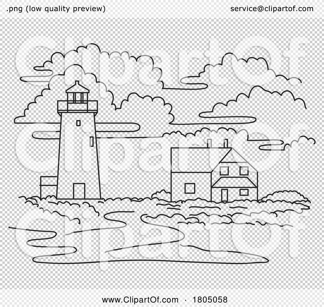 Race point light or lighthouse on cape cod massachusetts usa mono line art by patrimonio