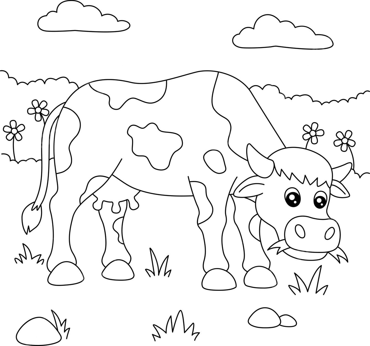 Cow coloring page for kids illustration colours colour vector cow drawing rat drawing ring drawing png and vector with transparent background for free download
