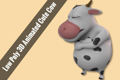 Low poly d animated cute cow d characters asset store
