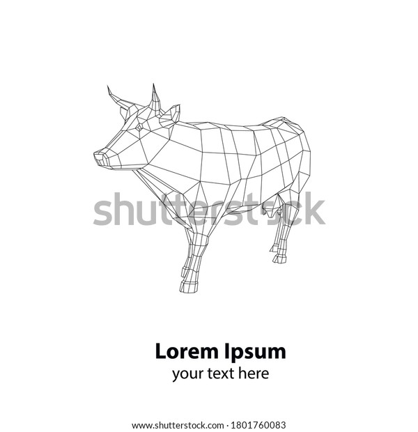 Low poly cow vector model on stock vector royalty free