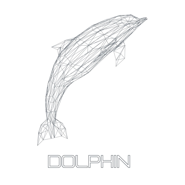 Premium photo tursiops truncatus ocean or sea bottlenose dolphin in wired low poly style on a white background d rendering