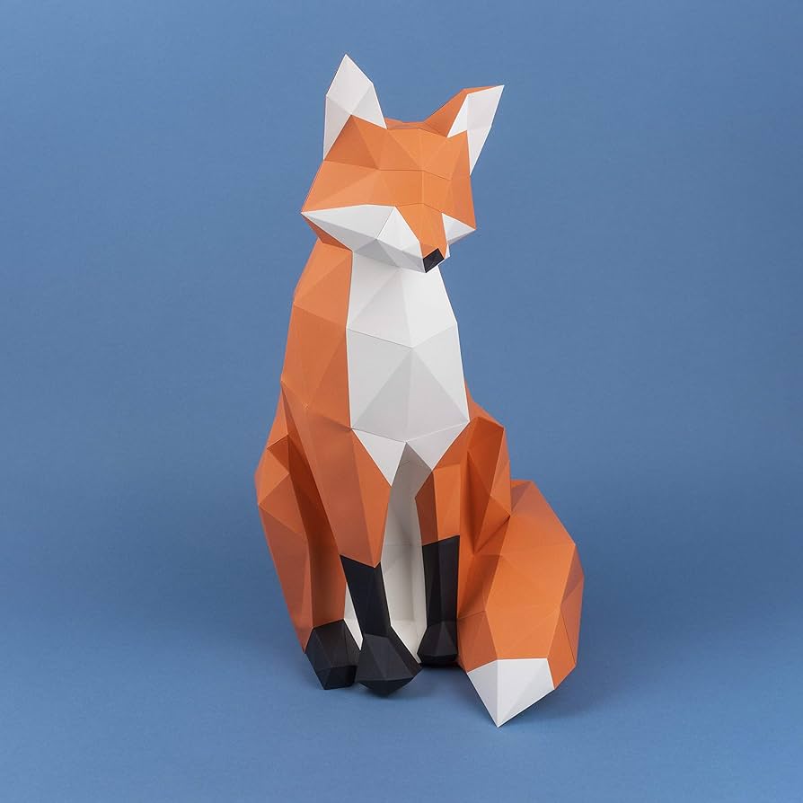 Yona diy fox papercraft kit abstract low poly animal diy kits home der kids crafts kits gift origami d paper trophyd puzzle paper sculpture papercraft set for adults â handmade