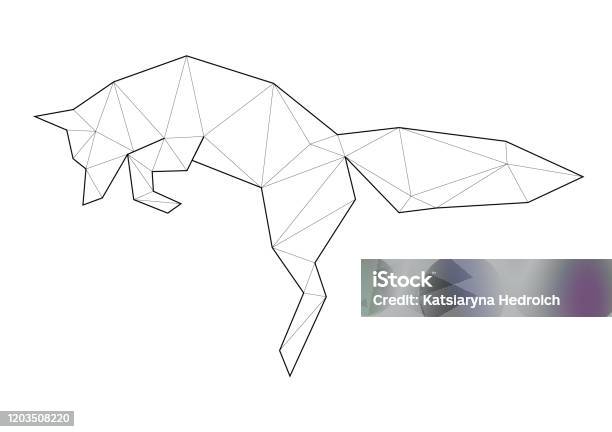 Low poly art of animals jumping fox good for wall decoration printable images suitable for coloring pages stock illustration