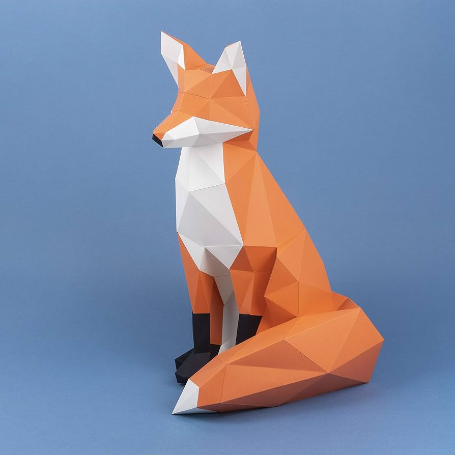 Yona diy fox papercraft kit abstract low poly animal diy kits home der kids crafts kits gift origami d paper trophyd puzzle paper sculpture papercraft set for adults â handmade