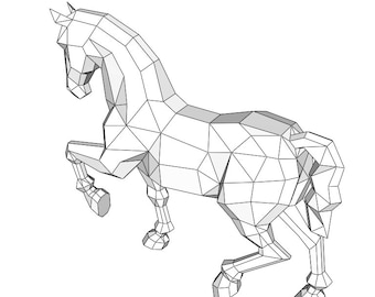 Horse diy metal welding low poly d model digital pattern pdf assembly scheme svg dxf cnc cut