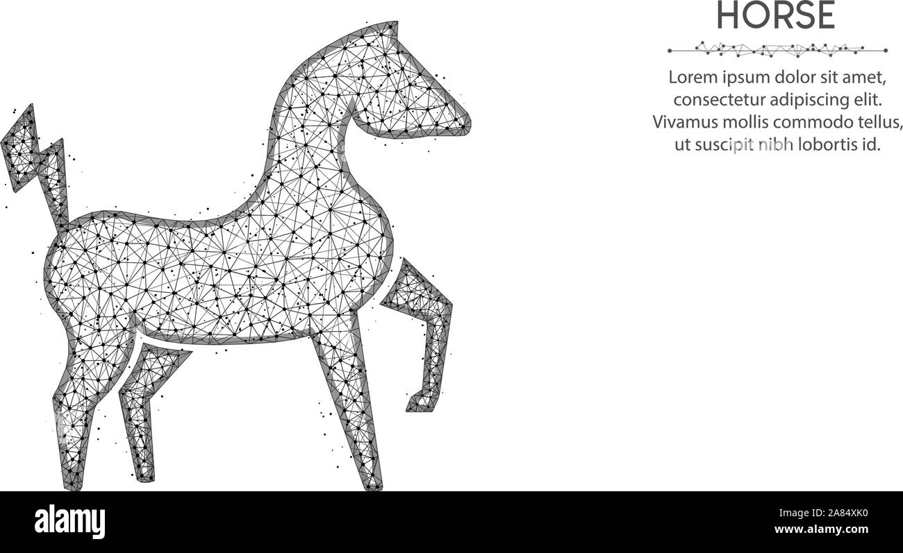 Powerful electric horse low poly design animal abstract geometric art zoo wireframe mesh polygonal vector illustration made from points and lines on stock vector image art