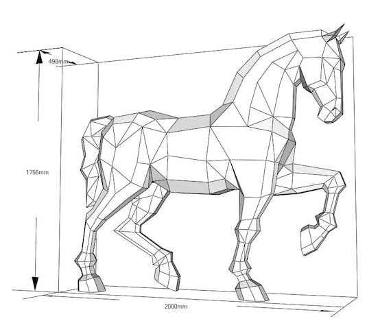 Horse diy metal welding low poly d model digital pattern pdf assembly scheme svg dxf cnc cut
