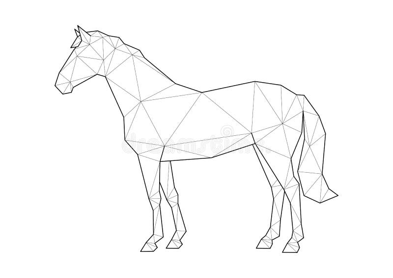 Low poly art of animals standing horse good for wall decoration printable images suitable for coloring pages stock vector