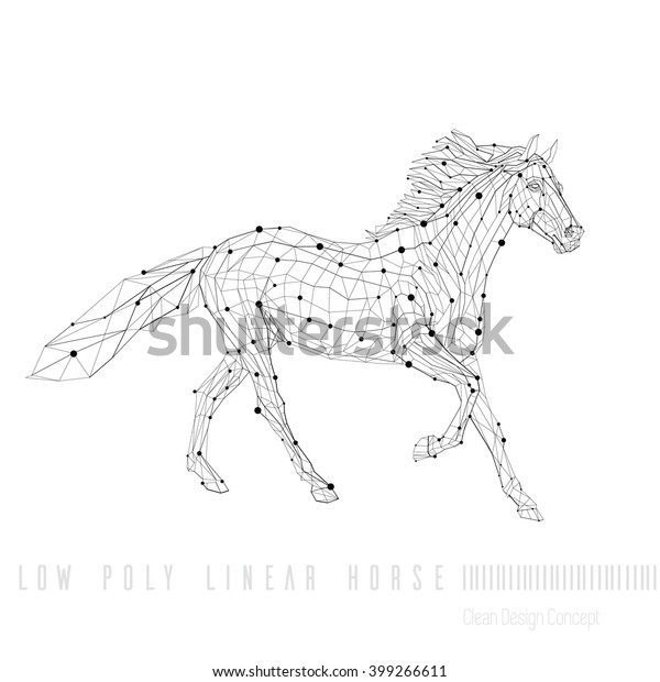 Polygon outline illustration horse geometrical triangles stock vector royalty free