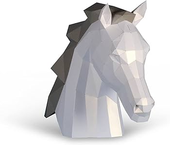 Éç horse unirn head paper sculpturepre