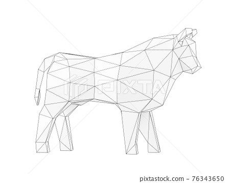 Sculpture of a low poly bull low polygon