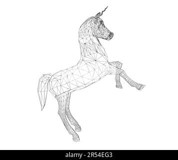 Abstract horse low poly wireframe stock vector image art