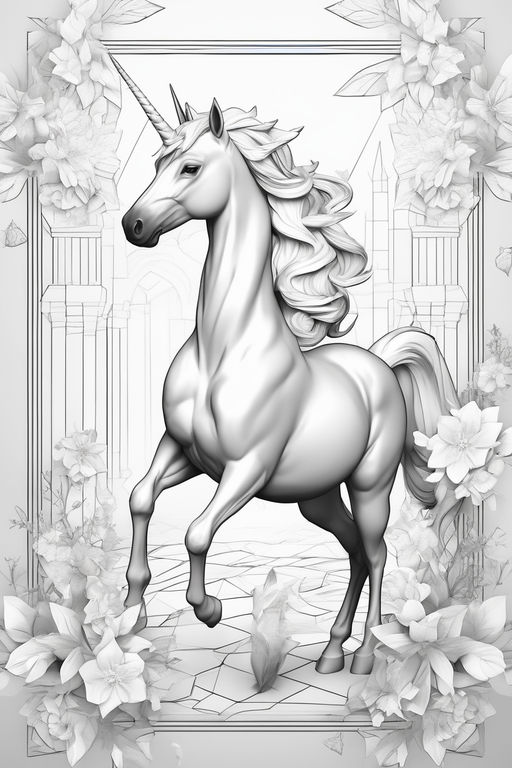 Detailed a unicorn shimmering swirling glitter