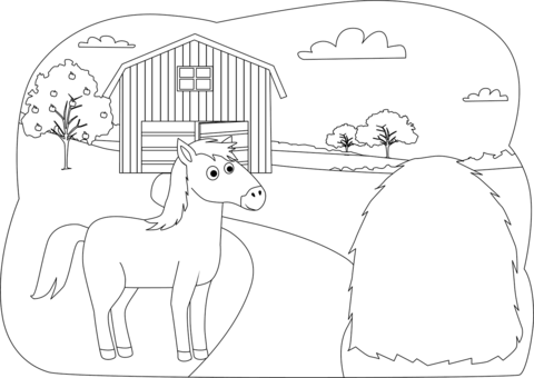 Horse on the farm coloring page free printable coloring pages
