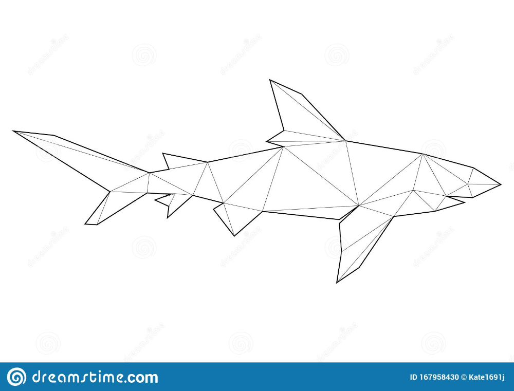 Low poly art of animals shark good for wall decoration printable imag suitable for coloring pag stock vector â low poly art shark drawing geometric art