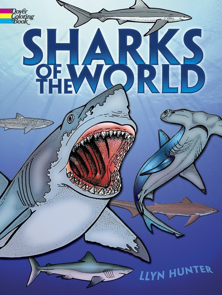 Sharks of the world coloring book dover sea life coloring books llyn hunter books