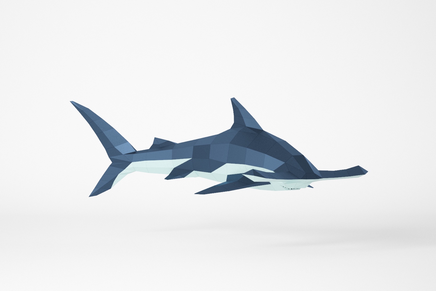Shark hammer pdf template low poly diy sculpture